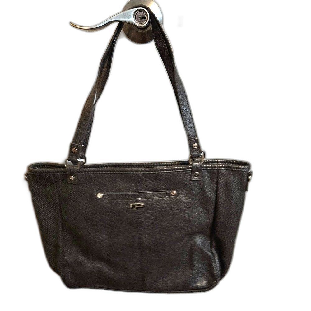 THIRTY-ONE Silver Tote Bag Snakeskin Design Faux Leather Reversible Large
